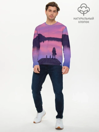 Мужской лонгслив базовый / Закат Солнце