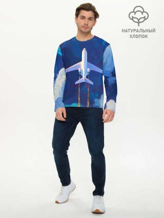 Мужской лонгслив базовый / Самолёт на небе
