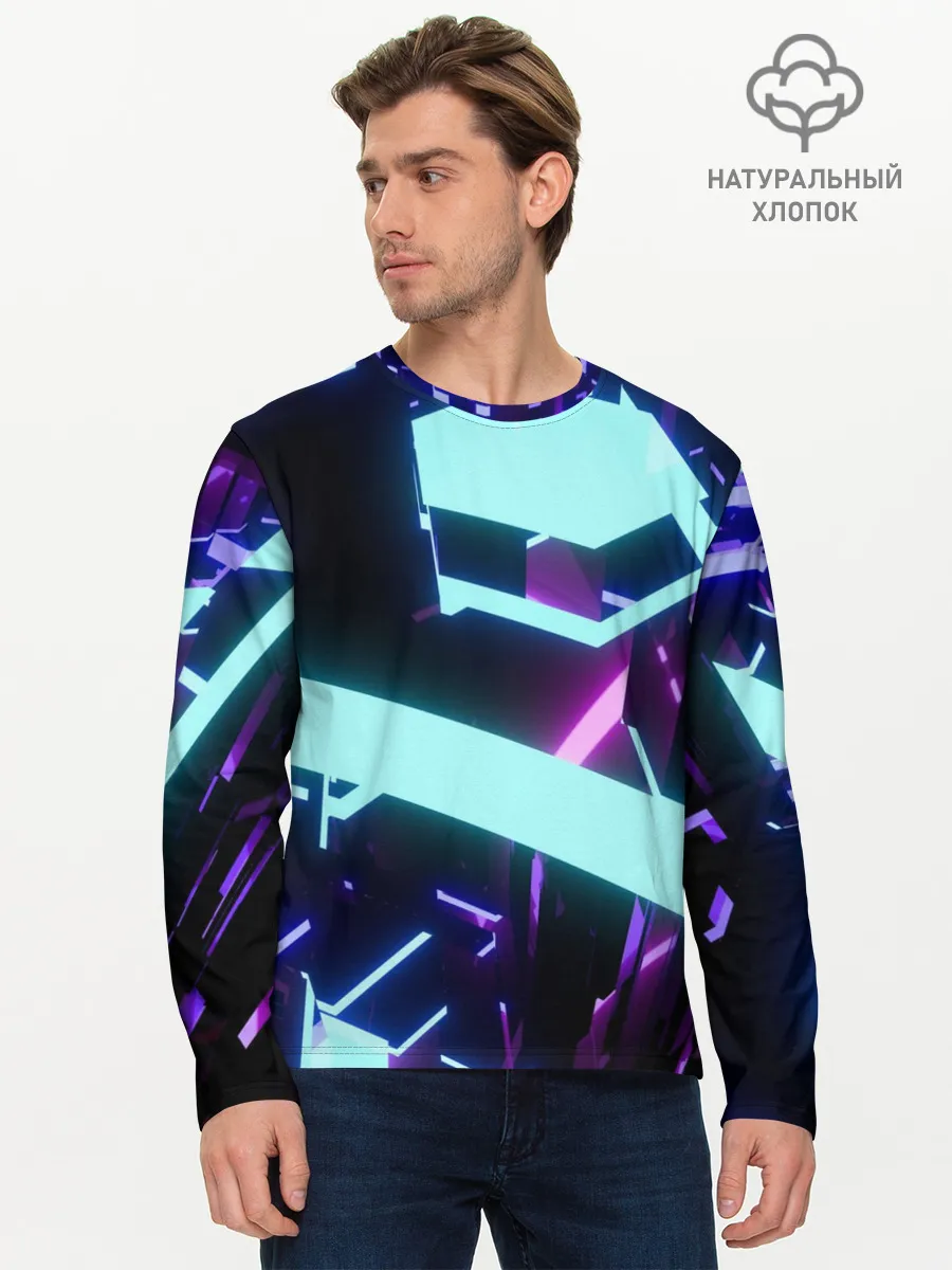 Мужской лонгслив базовый / Blue Neons