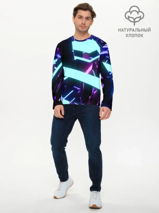 Мужской лонгслив базовый / Blue Neons