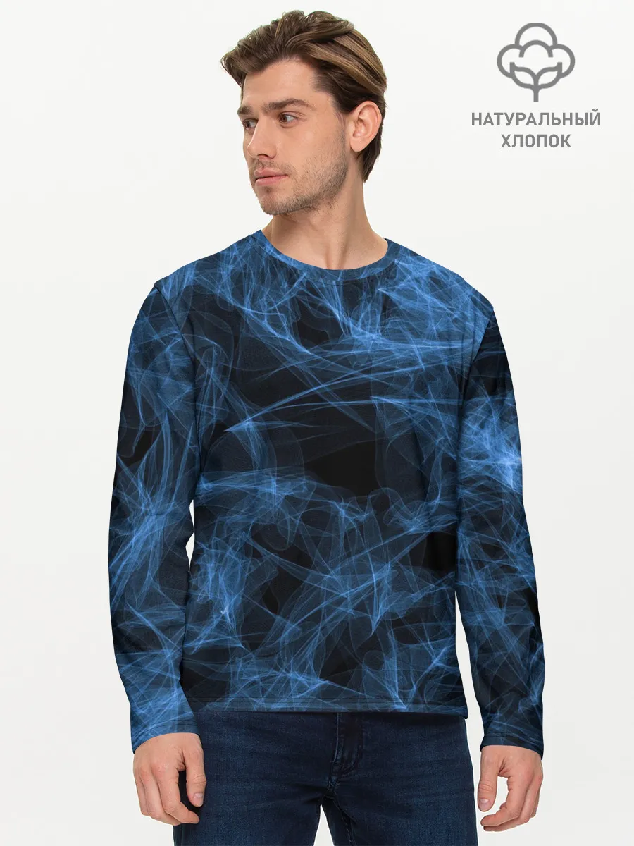 Мужской лонгслив базовый / Синяя паутина