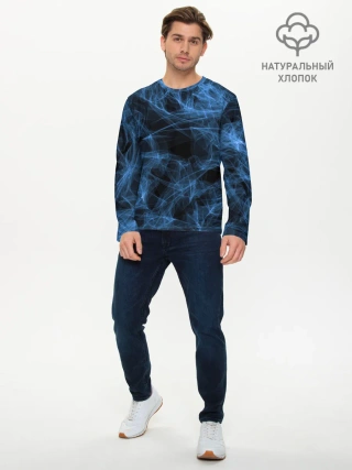 Мужской лонгслив базовый / Синяя паутина