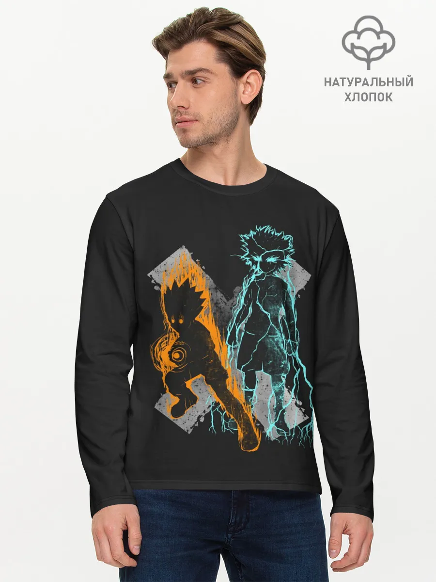 Мужской лонгслив базовый / Logo Hunter с персонажами