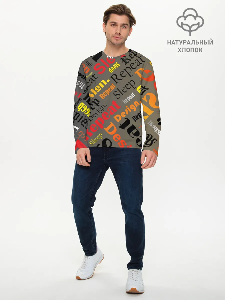 Мужской лонгслив базовый / Буквы-надписи