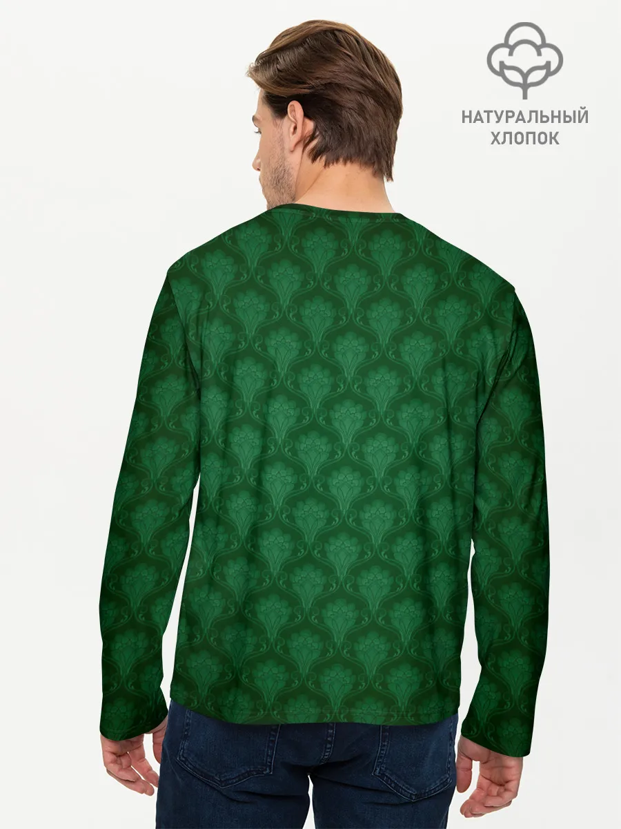 Мужской лонгслив базовый / Готические зелёные цветы