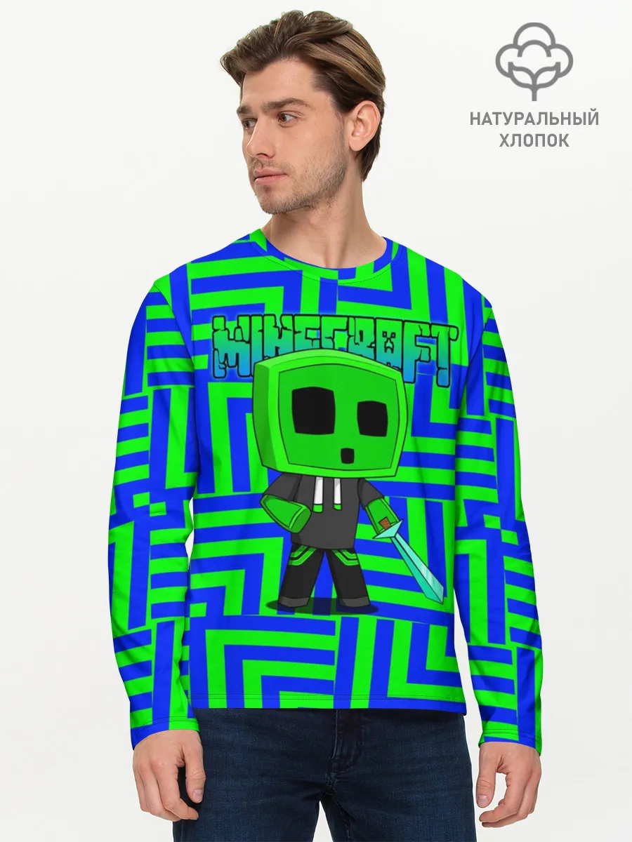 Мужской лонгслив базовый / Minecraft | Creeper