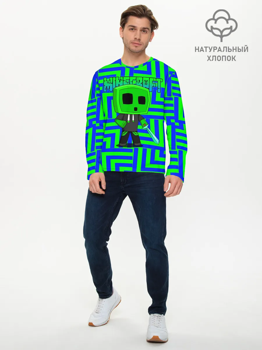 Мужской лонгслив базовый / Minecraft | Creeper