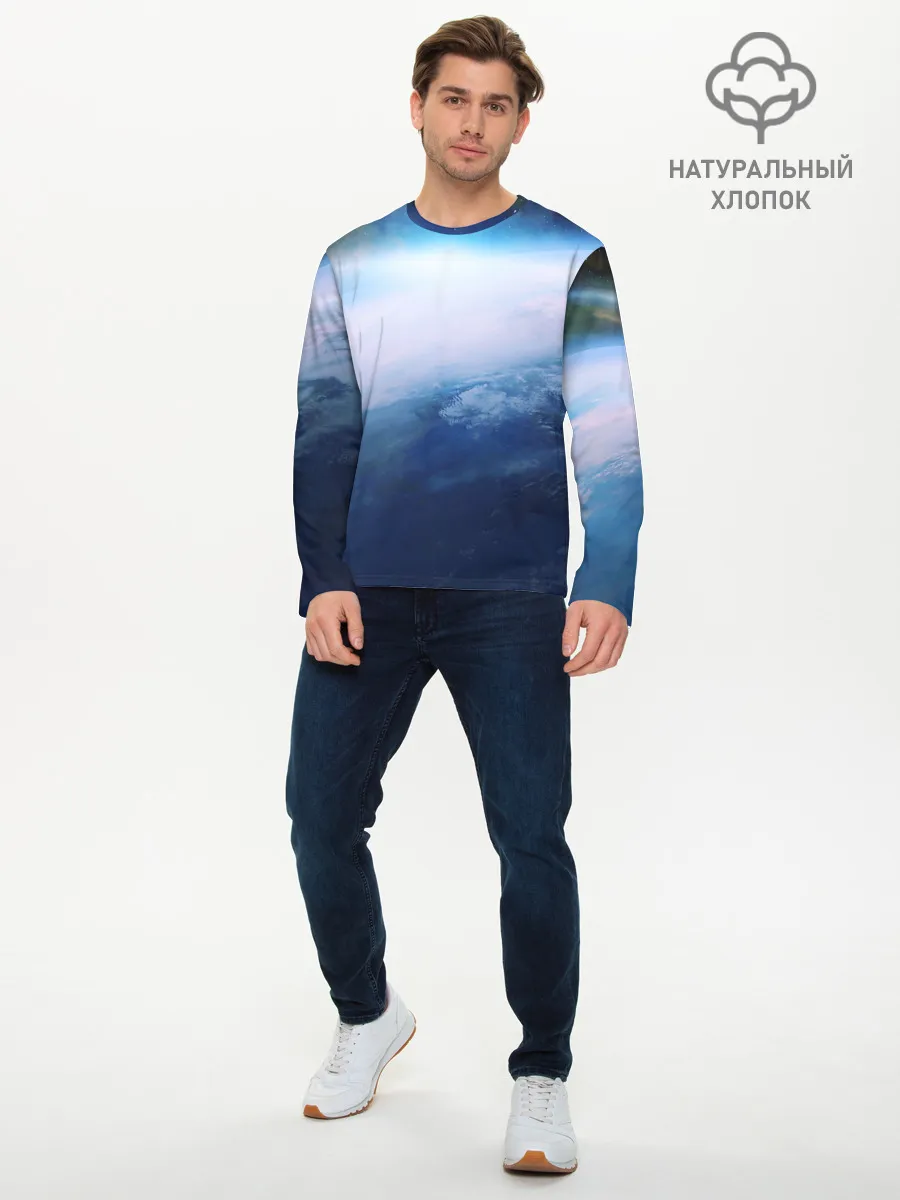 Мужской лонгслив базовый / Планета Земля