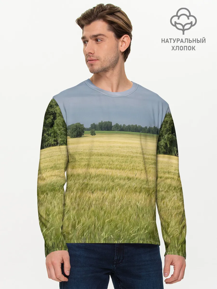 Мужской лонгслив базовый / Пшеничное поле