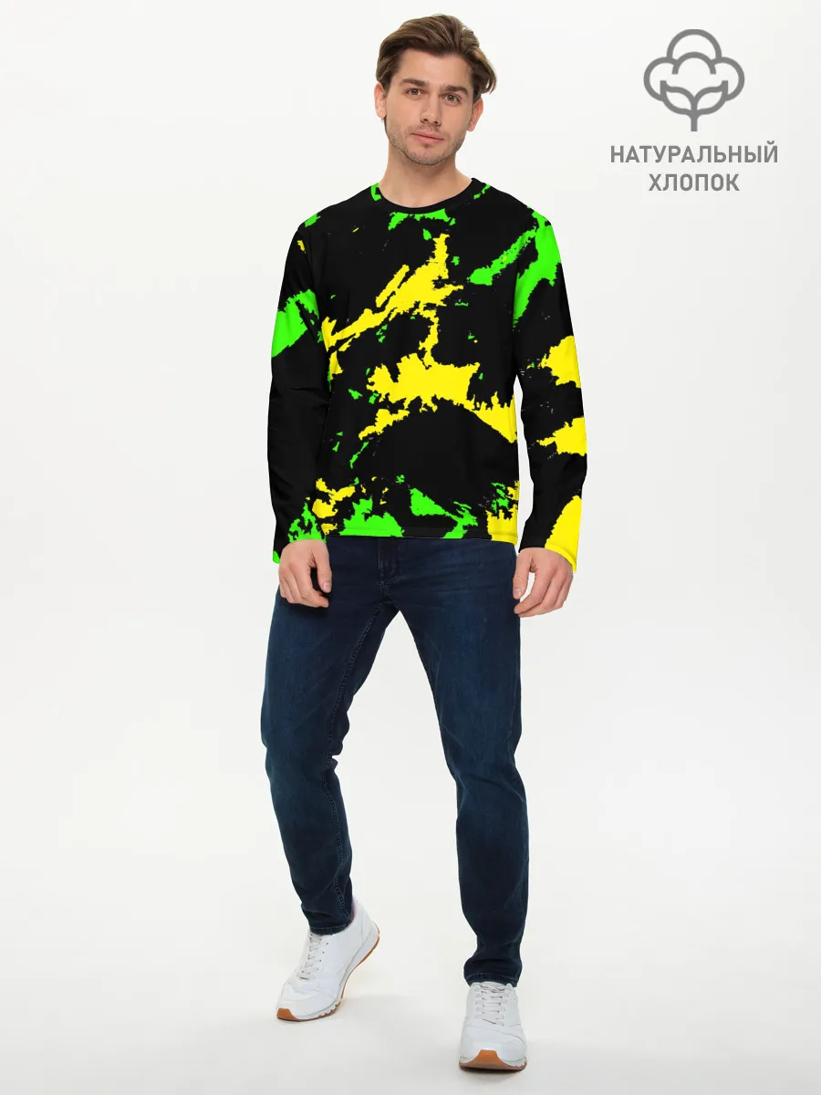 Мужской лонгслив базовый / Желто-зеленый