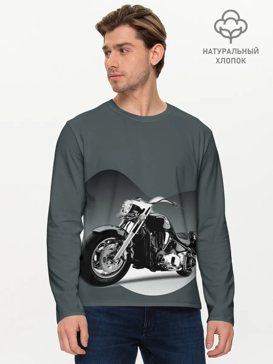 Мужской лонгслив базовый / Мотоцикл