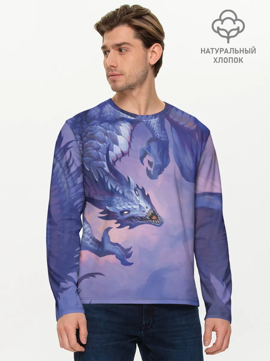 Мужской лонгслив базовый / Дракон воды