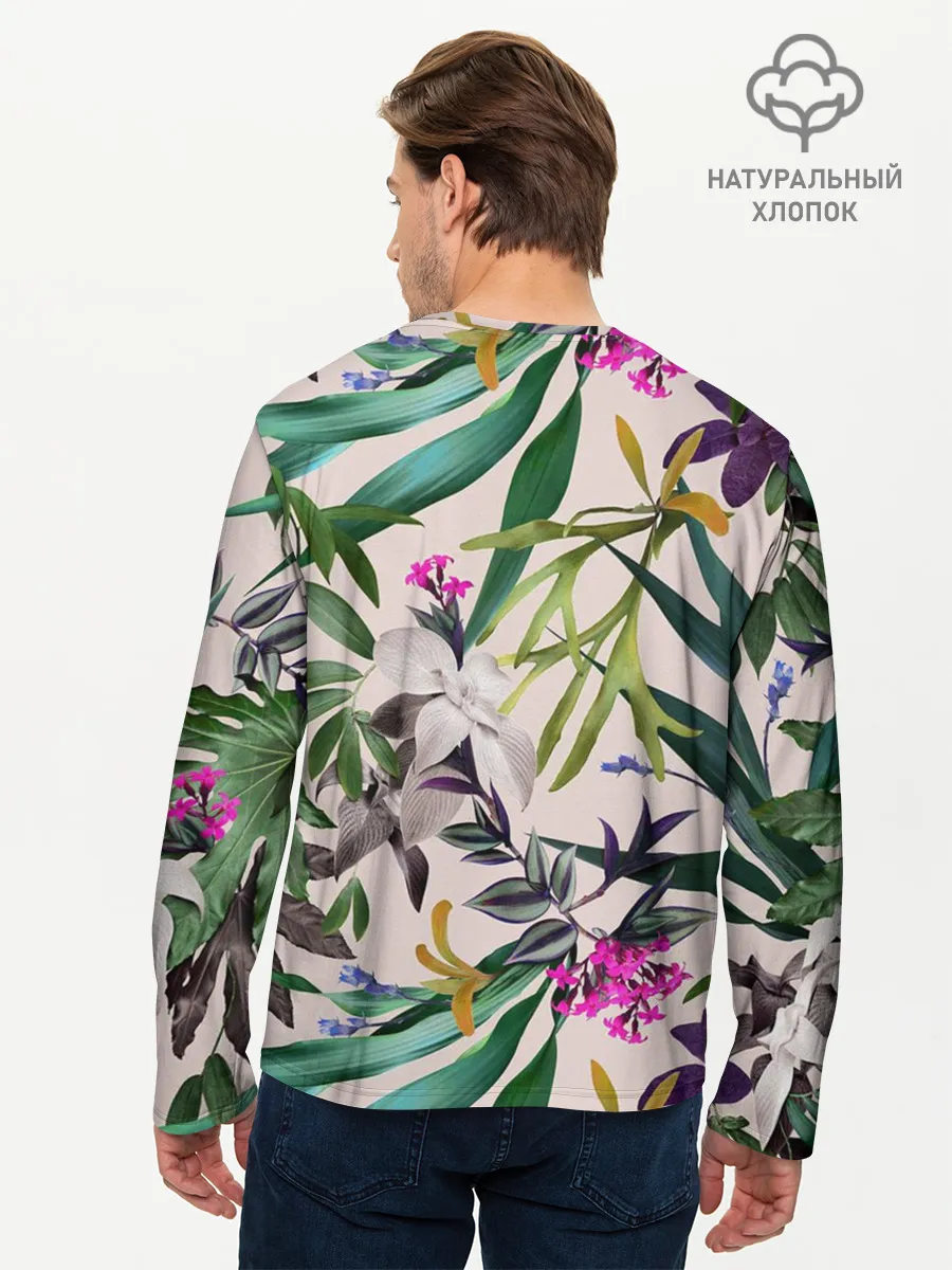 Мужской лонгслив базовый / Череп в цветах