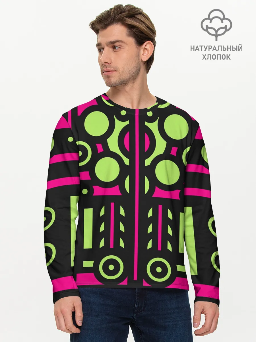 Мужской лонгслив базовый / Киберпанк механизмы