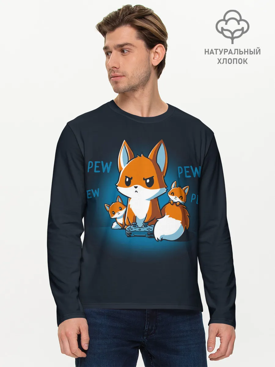 Мужской лонгслив базовый / Лисы-геймеры