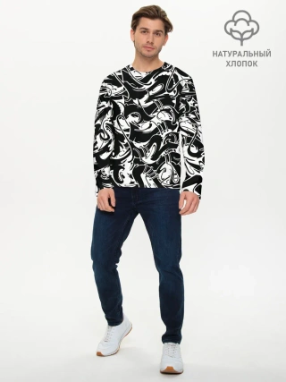 Мужской лонгслив базовый / Tattoo | BlackWhite