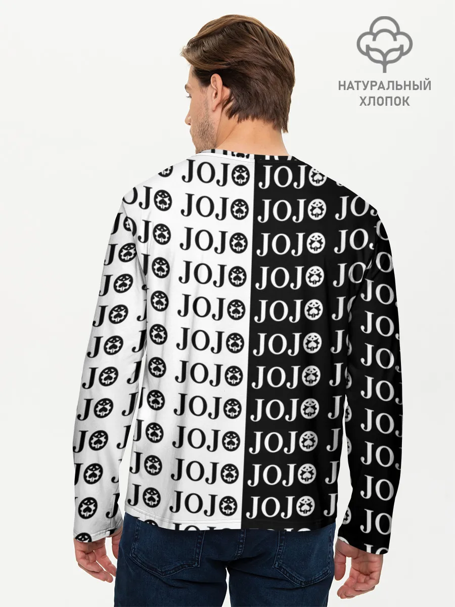 Мужской лонгслив базовый / Логотип джо джо паттерн черно-белый