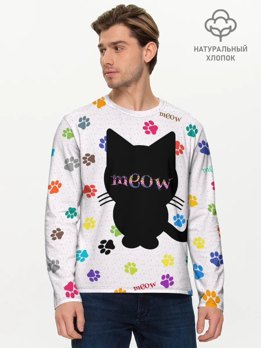 Мужской лонгслив базовый / Meow