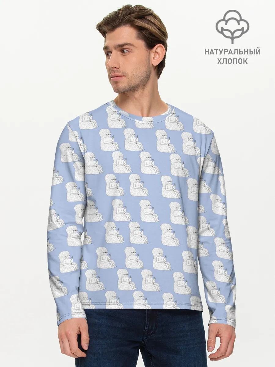 Мужской лонгслив базовый / Голубой мегамозг