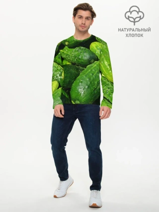 Мужской лонгслив базовый / Огурцы