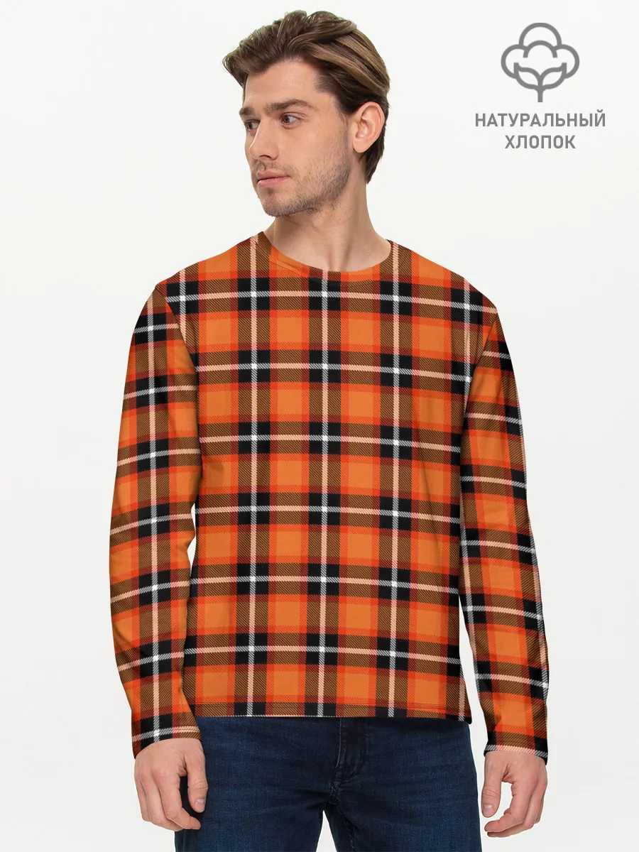 Мужской лонгслив базовый / Шотландская клетка