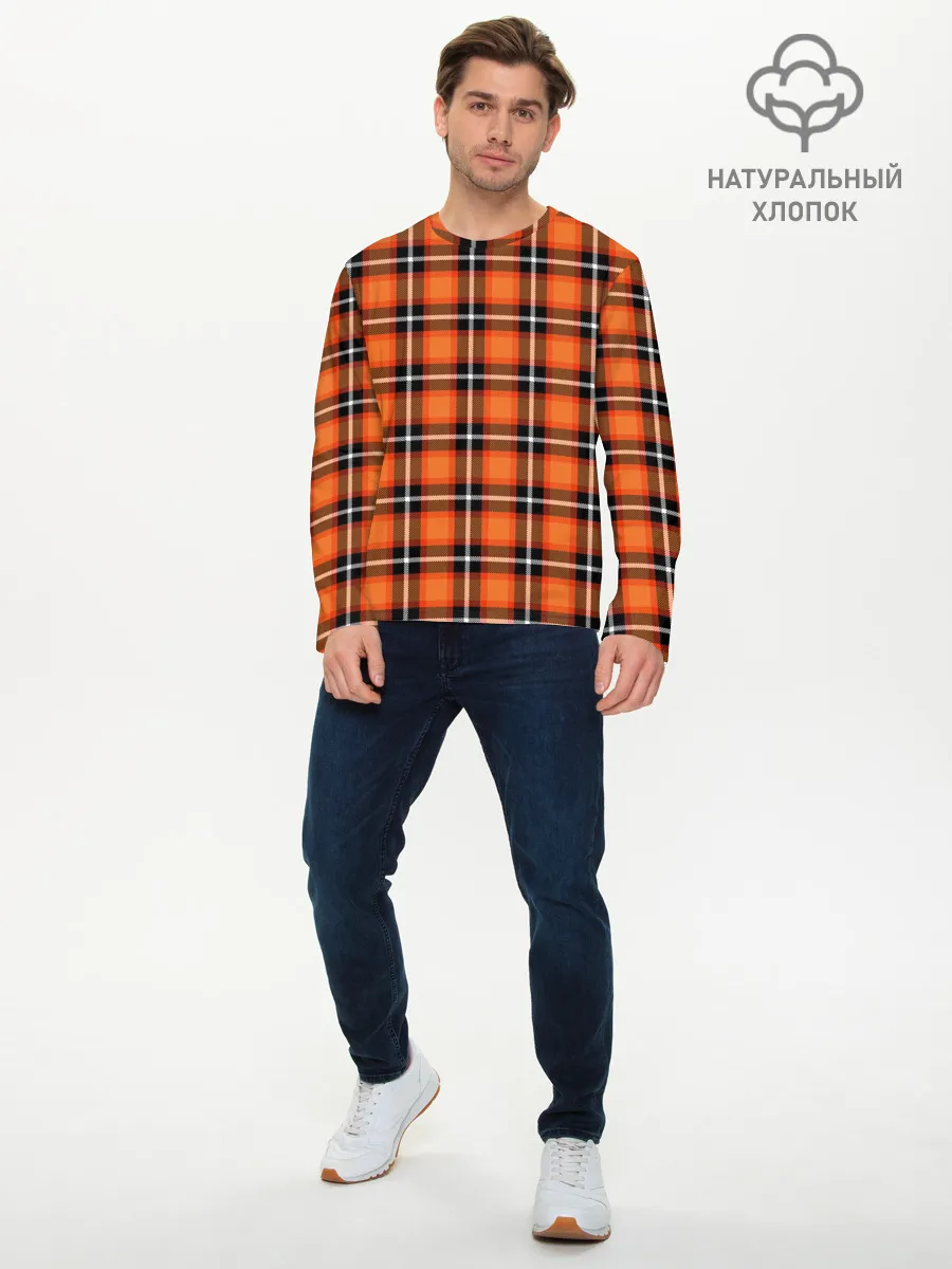 Мужской лонгслив базовый / Шотландская клетка