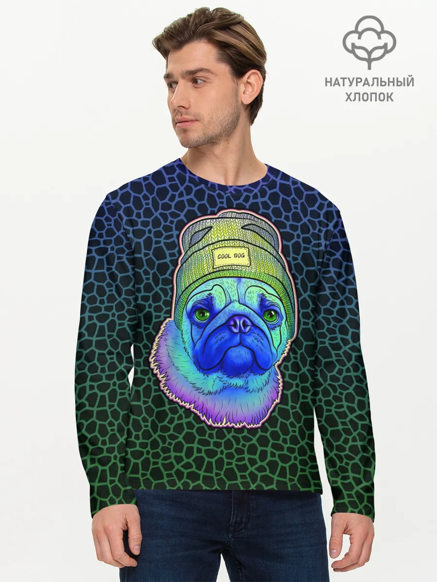 Мужской лонгслив базовый / Мопс