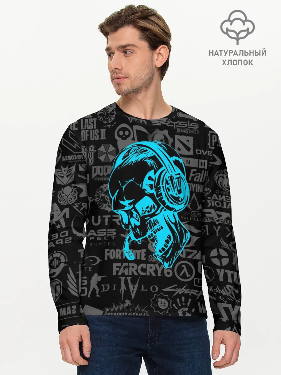 Мужской лонгслив базовый / Геймер | Все Игры