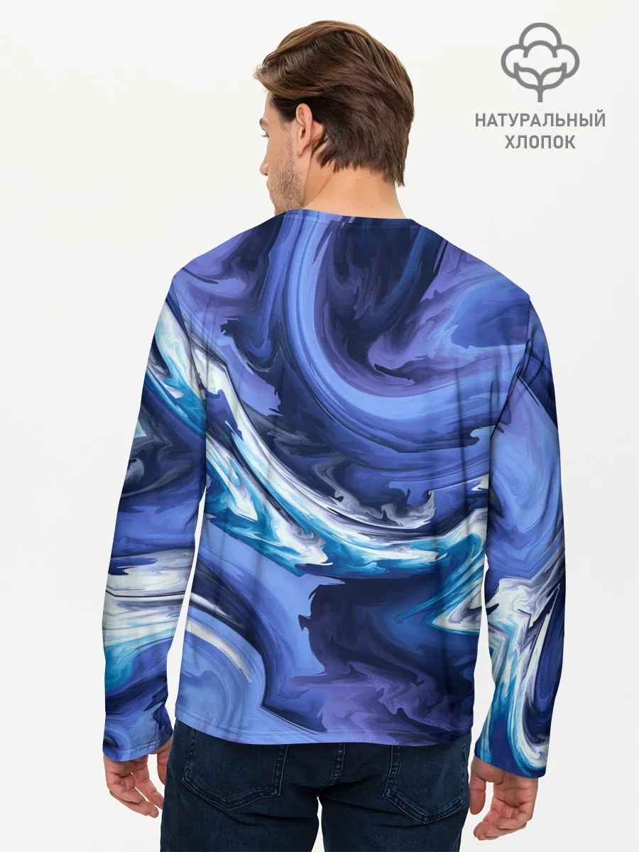 Мужской лонгслив базовый / Абстрактные волны