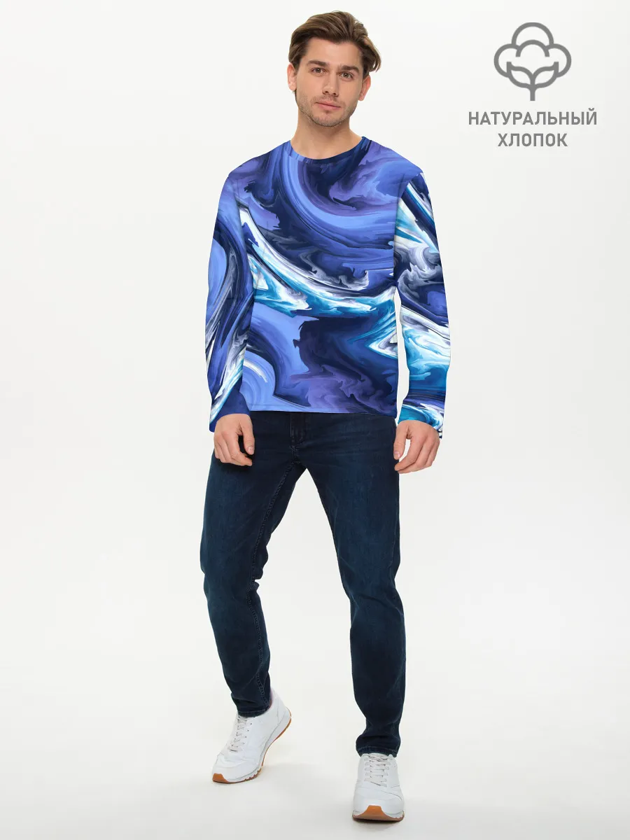 Мужской лонгслив базовый / Абстрактные волны