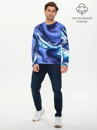 Мужской лонгслив базовый / Абстрактные волны