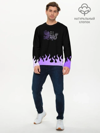 Мужской лонгслив базовый / Дракон и огонь