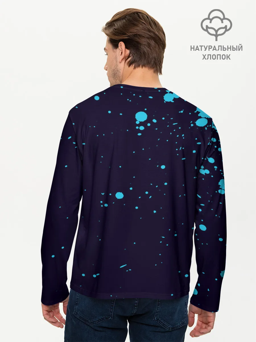 Мужской лонгслив базовый / Дзётаро синие брызги