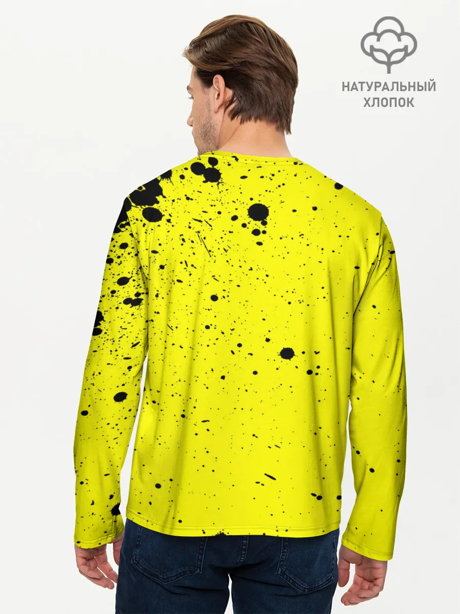 Мужской лонгслив базовый / Джонатан на желтом брызги