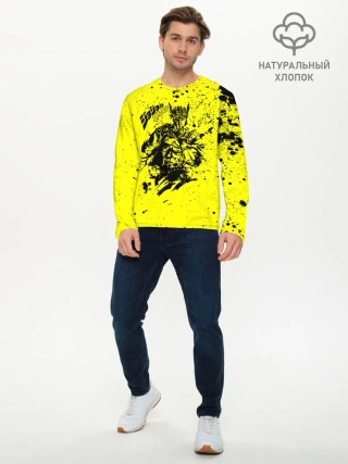 Мужской лонгслив базовый / Джонатан на желтом брызги