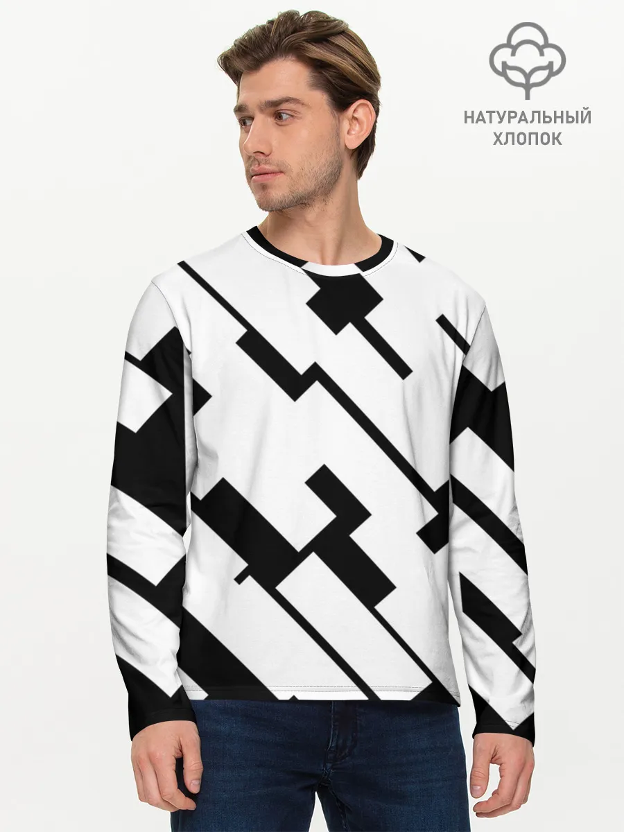 Мужской лонгслив базовый / ГЕОМЕТРИЯ,АБСТРАКЦИЯ,ПОЛОСЫ