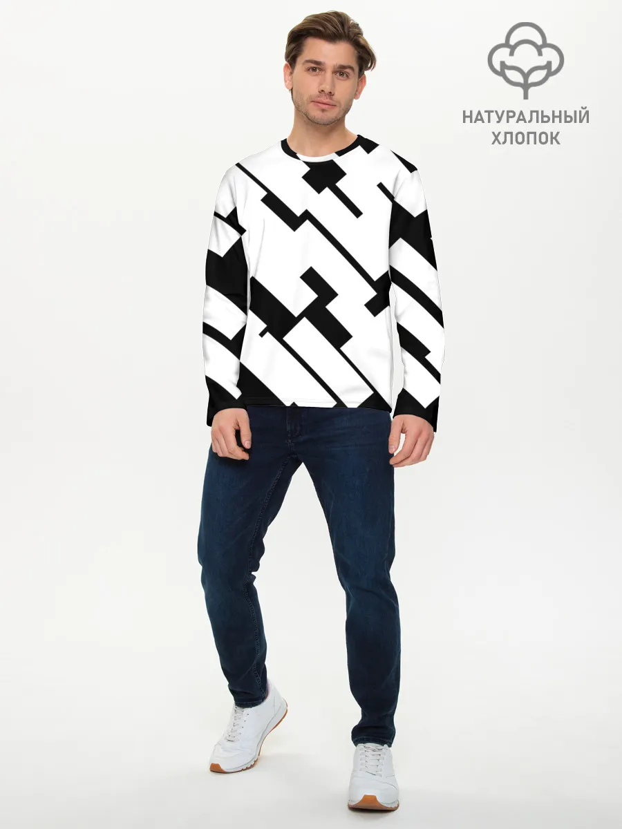 Мужской лонгслив базовый / ГЕОМЕТРИЯ,АБСТРАКЦИЯ,ПОЛОСЫ