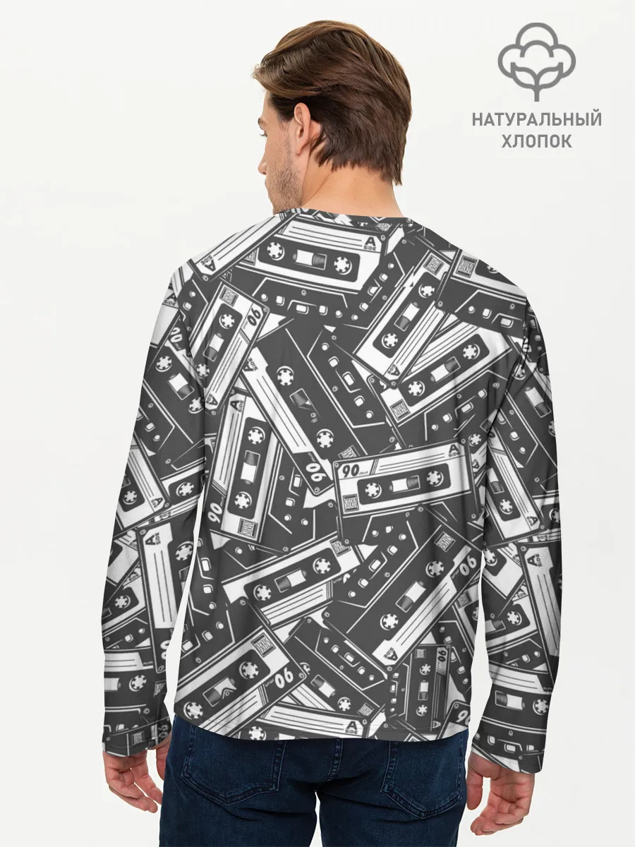 Мужской лонгслив базовый / retro pattern