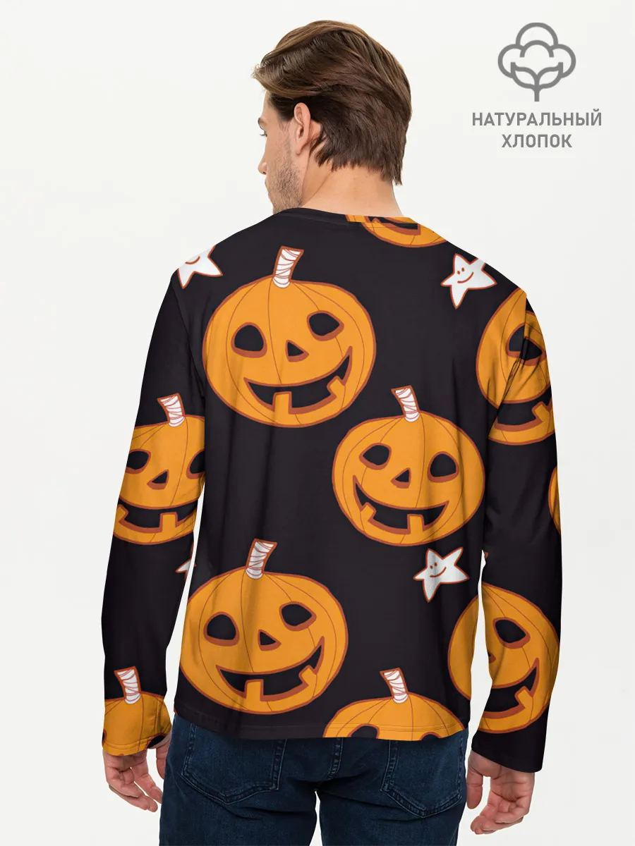 Мужской лонгслив базовый / Весёлые тыквы