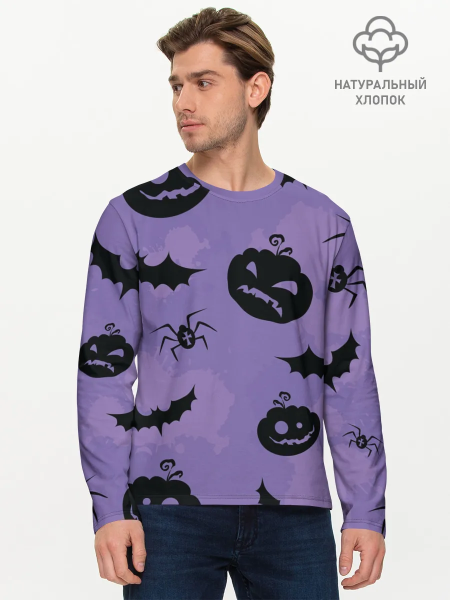 Мужской лонгслив базовый / Фиолетовый хэллоуин