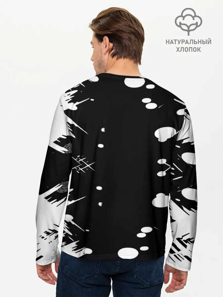 Мужской лонгслив базовый / Хвост Феи геометрия в чб