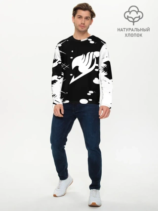 Мужской лонгслив базовый / Хвост Феи геометрия в чб