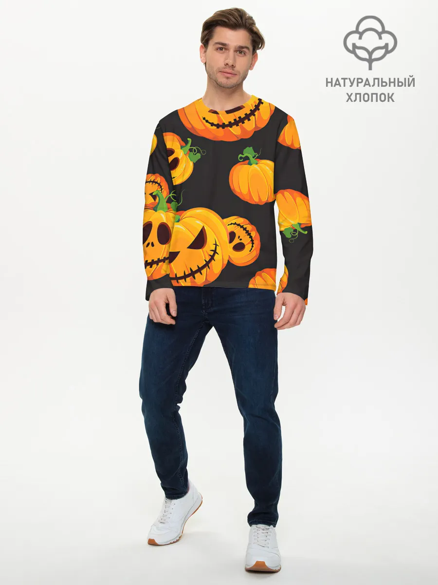 Мужской лонгслив базовый / Весёлые тыквы