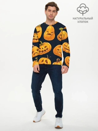 Мужской лонгслив базовый / Праздничные тыквы
