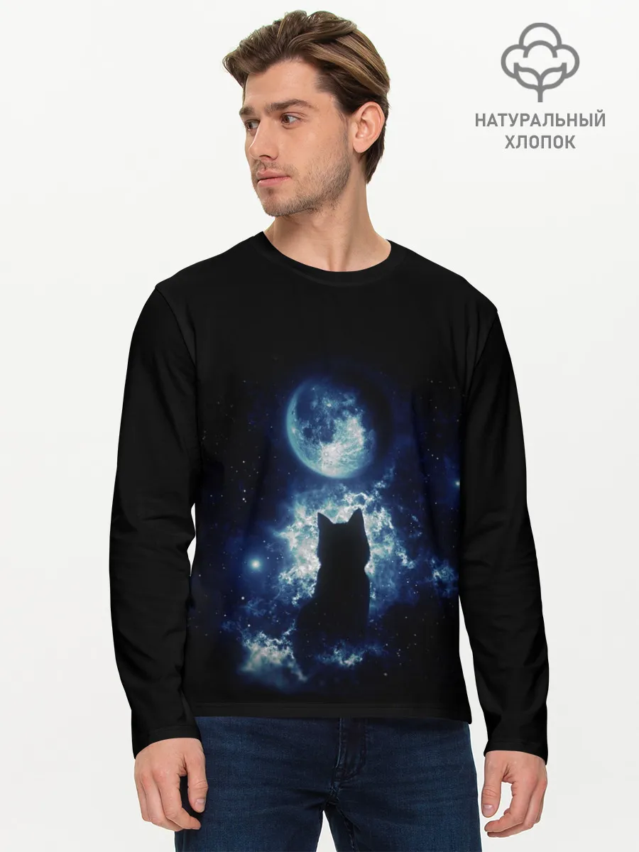 Мужской лонгслив базовый / Кот