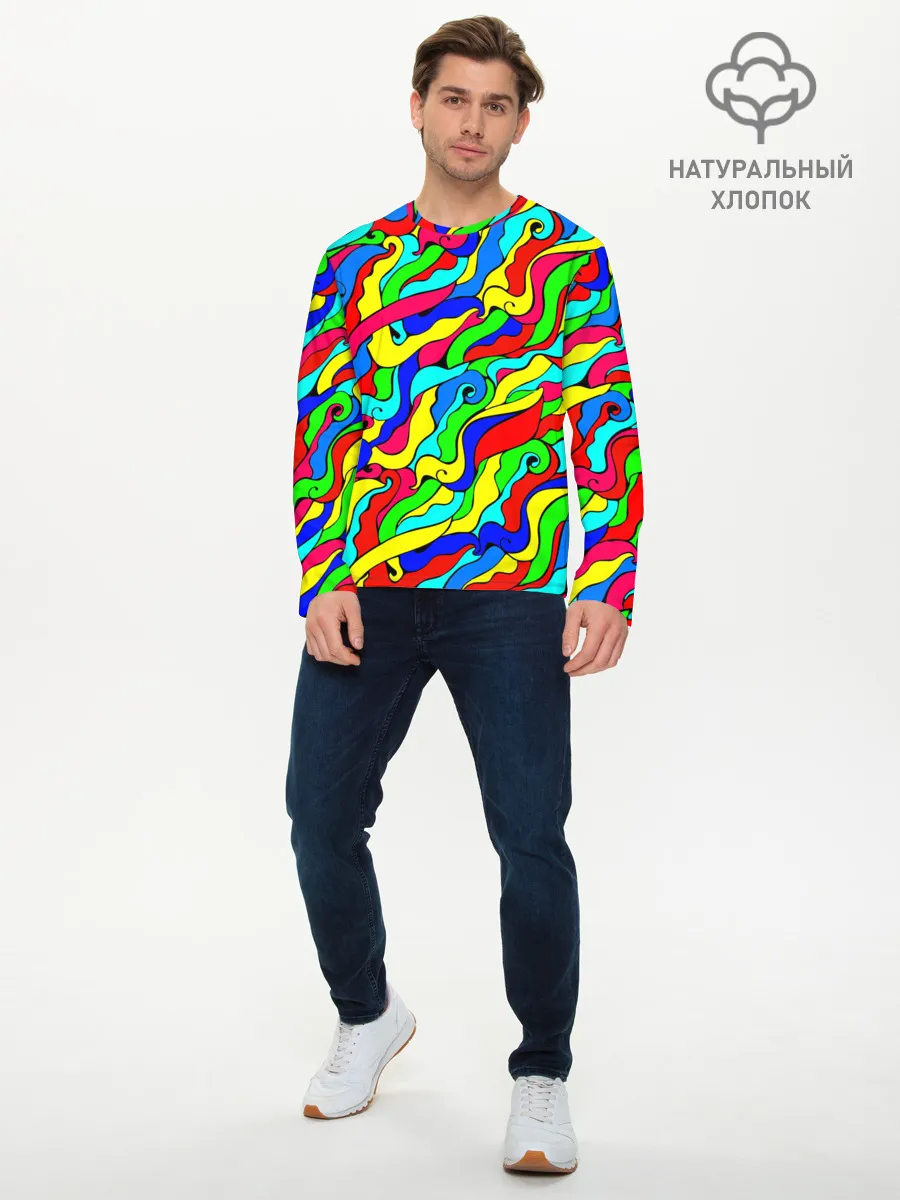 Мужской лонгслив базовый / Красочные узоры/абстракционизм