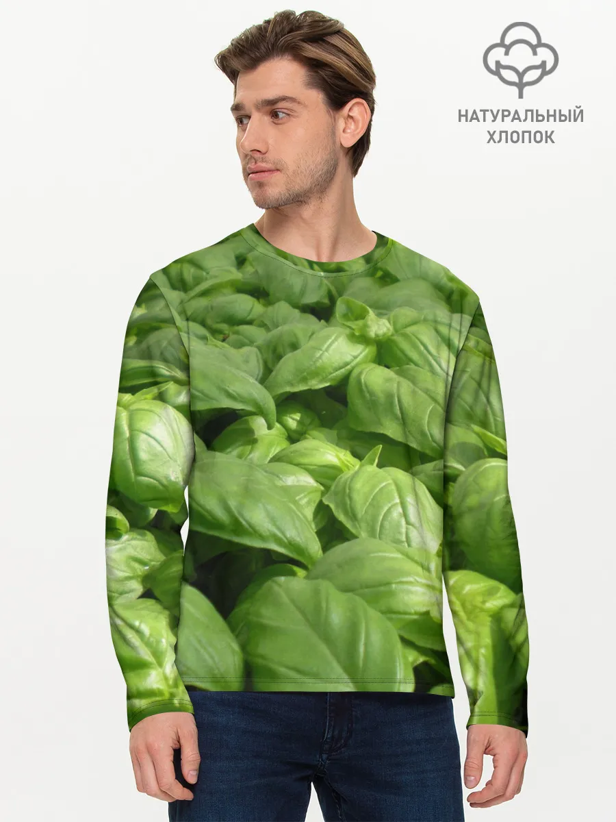 Мужской лонгслив базовый / Неоновый базилик