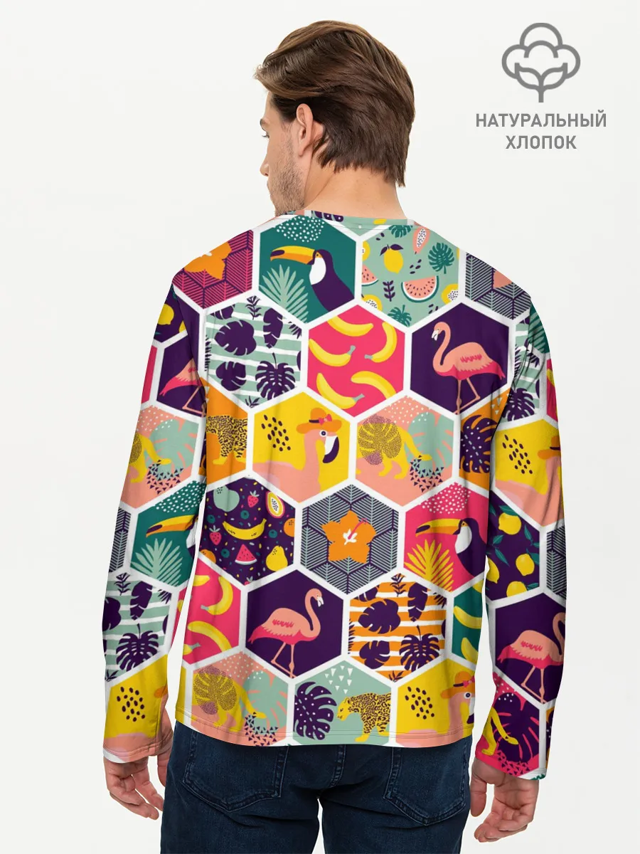 Мужской лонгслив базовый / Тропические соты