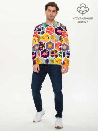 Мужской лонгслив базовый / Тропические соты