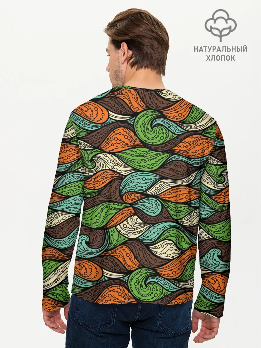 Мужской лонгслив базовый / Абстрактные волны